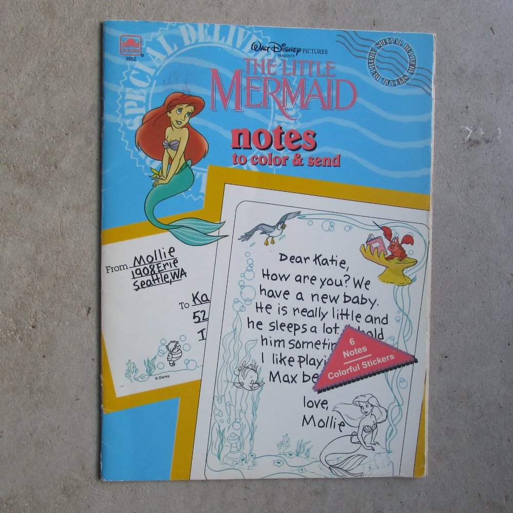 Vintage The Little Mermaid Notes to color & send